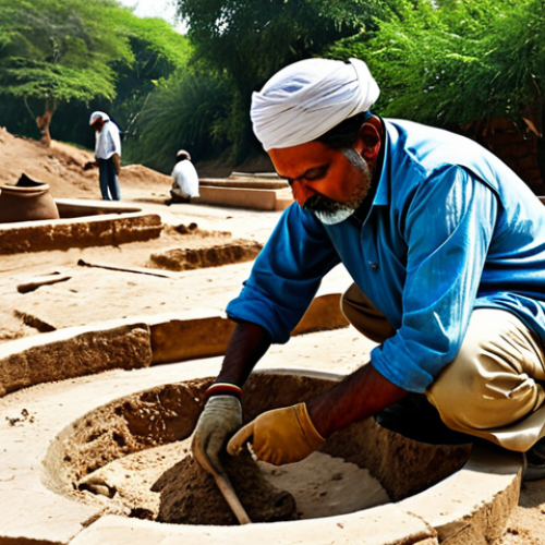 Home 6 Archaeological Dig Site**
"Archaeologist carefully excavating an ancient site in India, fully clothed in appropriate attire, uncovering artifacts, tools, and pottery shards, documenting findings, sunny outdoor setting, perfect anatomy, correct proportions, professional photography, high quality, safe for work, appropriate content, professional, modest, family-friendly."
**