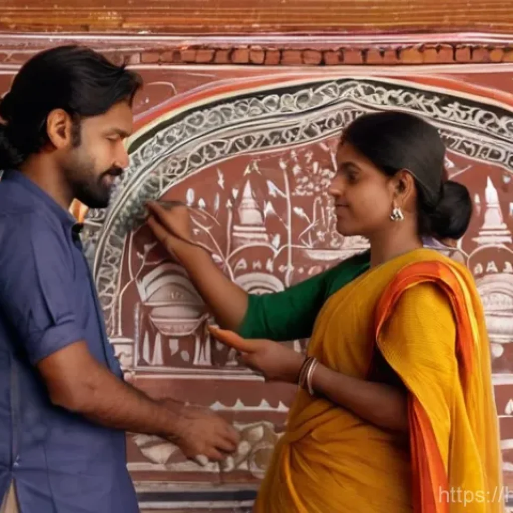문화재수리 관련 산업의 경제적 가치 - **Prompt 1: Skilled Artisans Restoring Ancient Indian Frescoes**
    "A close-up, highly detailed sh...