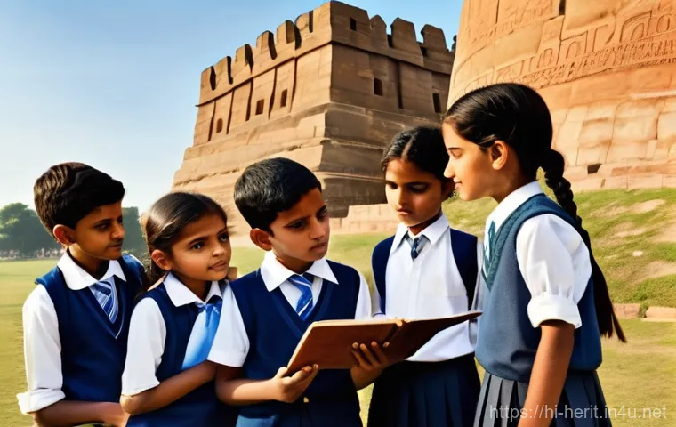 문화재수리에서의 책임과 법적 의무 - **Prompt:** A close-up, professional scene inside an ancient Indian palace or fort, showing a team o...