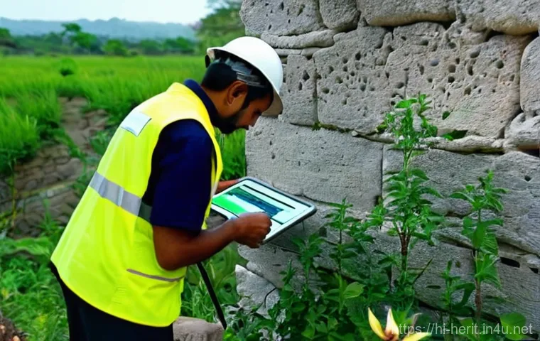 문화재수리 전문가로서의 자기 계발 - **Prompt:** A dynamic scene showcasing modern technological advancements in the conservation of an a...